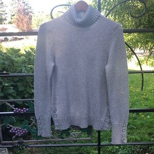 LOFT gray cotton sweater with turtle neck and butterfly decoration size S